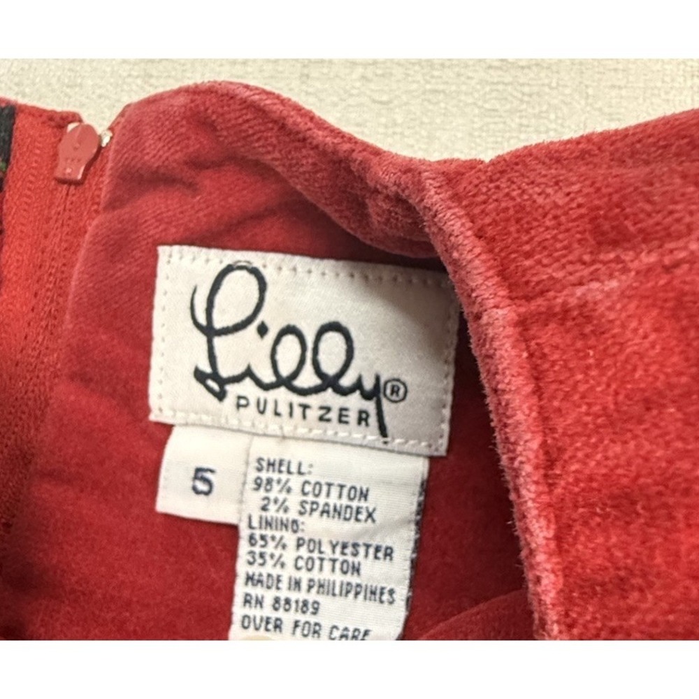 Vintage Lilly Pulitzer Dress Girls Size 5 Red Scotty Dog Pattern - Picture 8 of 9